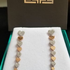 Effy 14K Diamond Drop Heart Earrings - Authentic